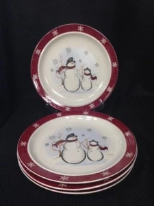 4er Set Royal Seasons Steinzeug Schneemänner 10 1/4" Essteller - Bild 1 von 2