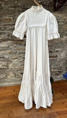 Laura Ashley Made In Wales Prairie Dress  White With Lace Detail  - Image 1 of 4