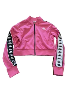 Kappa crop jacket y2k streetwear pink zip up long sleeve size XS BNWT - Picture 1 of 5