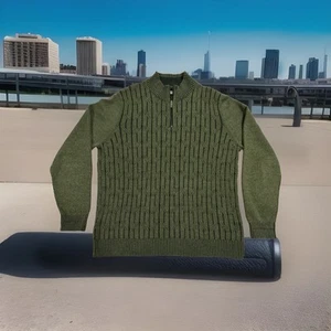 Tommy Bahama Cable Knit 1/4 Zip Sweater Green Mock Mens Size XL Mint Condition - Picture 1 of 11