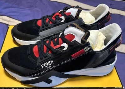 AUTÉNTICAS Tenis Fendi Flow Para Hombre con Cremallera Talla 11 EE. UU., Negras/Rojas/Grises/Blancas Foto 1 de 4