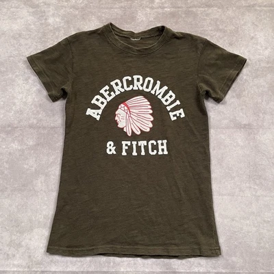De colección Abercrombie & Fitch Indio Para Hombres Pequeño Marrón Cabeza Estampado Músculo Y2K Foto 1 de 4