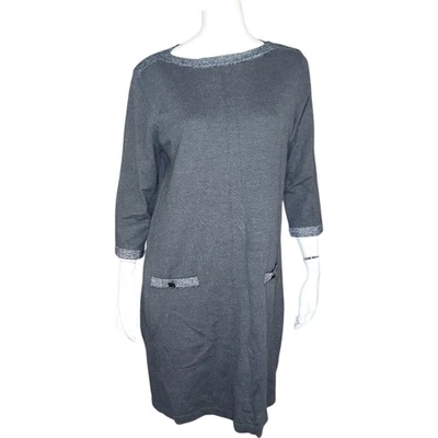 ALYX женщин L серый и серебро блестящий Midi свитер платье 3/4 длины рукав - Изображение 1 из 4