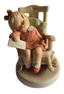 Enesco Memories of Yesterday Keramik Mädchen schläft WILLKOMMEN WEIHNACHTSMANN 1988 Lucie Atwell - Bild 1 von 6