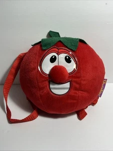 Zaino vintage HTF Veggie Tales Bob The Tomato 3D peluche borsa con cerniera - raro - Foto 1 di 7
