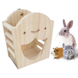 Pig Bunny Cute Wooden Standing Stand Holder Hay Box Rabbit Feeder Hay Dispenser - Picture 1 of 12