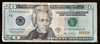RARE Flipper $20 Twenty Dollar Bill Fancy Serial Number Full House Poker Note - Image 1 of 3