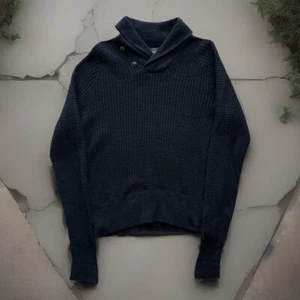 RRL Shawl Collar Sweater Large Wool Linen Black Knit Pullover New York Designer - Picture 1 of 9