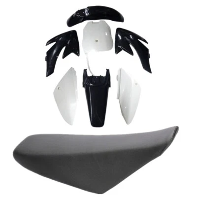 Black+ White Plastics Fender Fairing Kit &Tall Seat Kit Suit Honda CRF70 Taotao - Image 1 of 4
