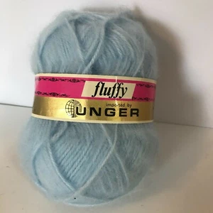 Blue Fluffy Yarn Imported by Unger Made in France 100% Acrylic Machine Washable  - Picture 1 of 3