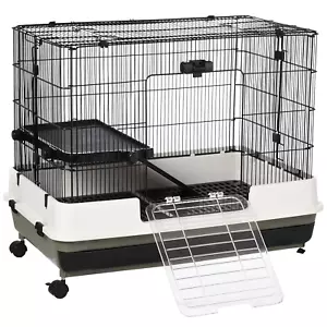 32" Indoor Rabbit Hutch Small Animal Cage for Chinchilla Gerbil Bunny Guinea Pig - Picture 1 of 18