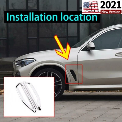 Silver Car Fender Side Air Vent Outlet Cover trim For BMW X5 G05 2019-2021 - Image 1 of 4