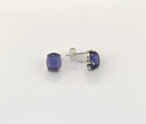 9 x 7 mm Oval Created Color Change Alexandrite Sterling Silver Stud Earrings - Picture 1 of 3