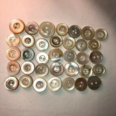 Vintage lot of shell buttons similar design and size color white off white MOP - Image 1 of 3