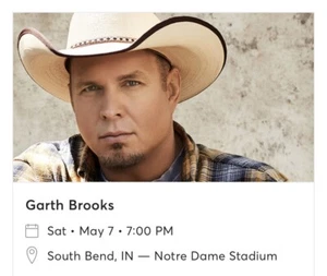 Garth Brooks 5/7/22 Notre Dame Stadium (4)Tickets Section 126 Row 8 - Picture 1 of 1