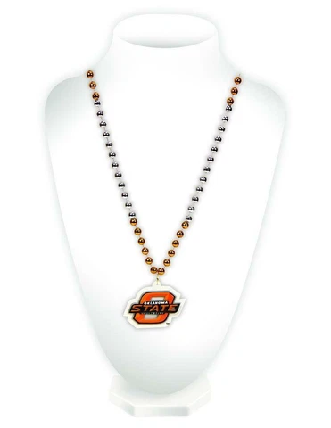 Oklahoma State Cowboys Mardi Gras Beads with Medallion Necklace [NEW] Jewelery Cover