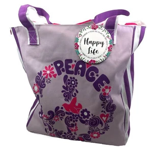 Happy Life Large Beach or Gym Tote- Peace, Love & Van Life, Plus Toiletries Bag - Picture 1 of 13