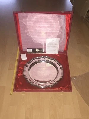 NEU - BCR Silber-Tablett in edlem Box / Kiste Zertifikat Rarität selten 38 cm - Bild 1 von 4