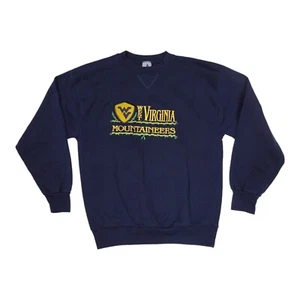 Vintage West Virginia Mountaineers Sweatshirt USA Men's Size Large Navy Blue - Picture 1 of 6