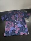 Nautica Hawaiian Shirt Men’s Size S Purple Flowers Floral Tropical Print Rayon