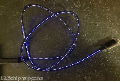 32" EL-FLOW LIGHT LED SMART CHARGER USB cable FOR iPhone 8 7 6 plus 5s micro B C - Image 1 of 4