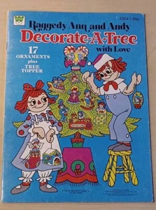 Unused Whitman Project Book Raggedy Ann & Andy Decorate Tree Cut Out Ornaments - Imagen 1 de 14