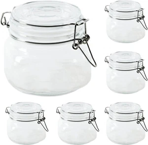 6 x 500ml CLIP TOP GLASS STORAGE JARS AIRTIGHT CONTAINERS VINTAGE KITCHEN MASON - Picture 1 of 7