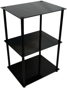 Small DVD Player Stand Media Storage Shelf For Cable Box Corner Unit Table Black - Picture 1 of 3