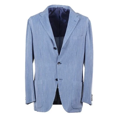 Kiton Soft-Constructed Sky Blue Woven Stripe Cotton Sport Coat 40R (Eu 50) - Image 1 of 4