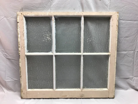Antique 6 Lite Florentine Privacy Glass Shabby Window Sash 29x32 Old VTG 658-23B Cover