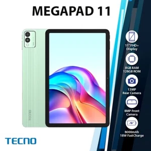 TECNO Megapad 11 Wi-Fi+4G Anrdoid PC Tablet (LTE Ver./Green/8GB+128GB/Unlocked) - Picture 1 of 3