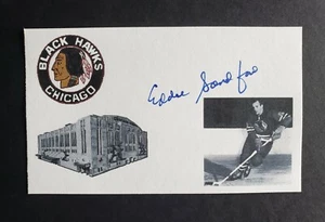 Ed Sandford signierte Chicago Blackhawks Hockey Karteikarte - Bild 1 von 1