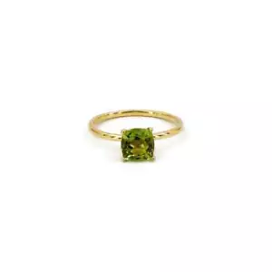 10k Solid Yellow Gold Natural Peridot Gemstone Engagement Wedding Ring - Picture 1 of 4