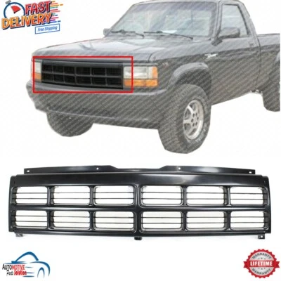 NEW FRONT GRILLE ASSEMBLY BLACK PLASTIC FOR 1991-1996 DODGE DAKOTA CH1200194 - Image 1 of 4