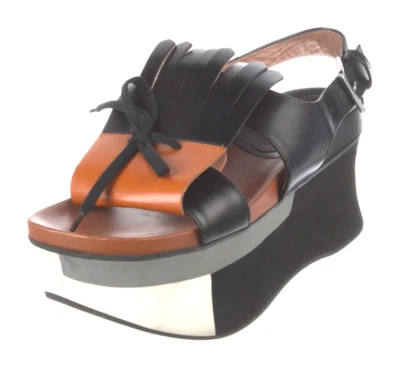 Sandalias MARNI Plataforma Cuero Negro Talla 8.5/39 ¡Fabulosas! Foto 1 de 4