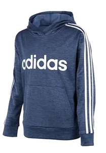 Adidas Boys 8-20 3-Striped Hooded Fleece Pullover_Dark Gray/White_(Size 8)_NWT - Picture 1 of 7