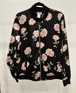 Wet Seal Multicolored Floral Full Zip Bomber Jacket Sz 1X Women’s Satin-Like - Picture 1 of 3