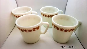 Pyrex Corning Butterfly Gold Coffee Cups Mugs - Set of 4 - #1410 Milk Glass - Picture 1 of 7