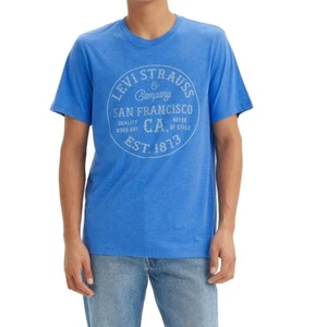 Levi's Men's Light Blue Circle Stamp Graphic T Shirt Sz-L - Picture 1 of 7