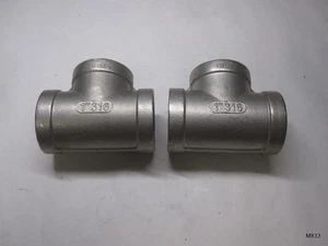 2 Qty - 316 Stainless Steel 1" FNPT x 1" FNPT x 1" FNPT Tee Pipe Fitting - Picture 1 of 5