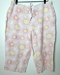 Hilo Hattie Capri Pants Women Extra Large White Floral Cropped Aloha Beach - Picture 1 of 11