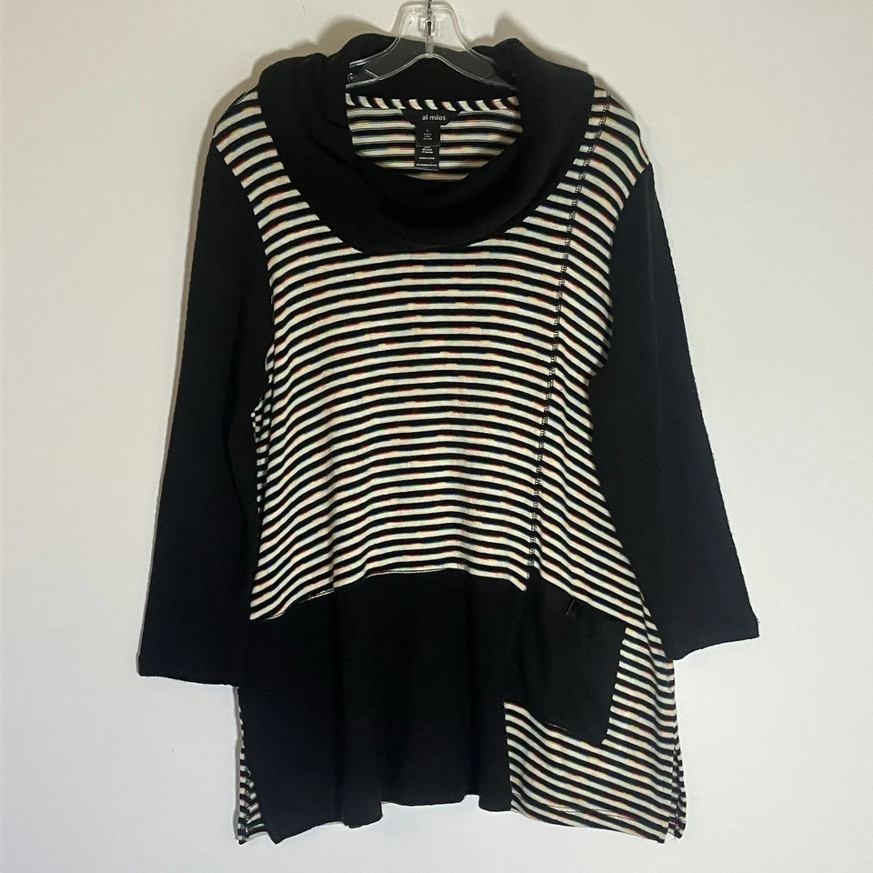 Suéter Ali Miles Mujer Grande Multicolor Lagenlook Artístico Colorido Bolsillo Capucha L Foto 1 de 4