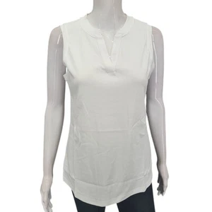 Isaac Mizrahi Live Essentials Pima Cotton Y-Neck Top X-Small Size White Shirt - Picture 1 of 11