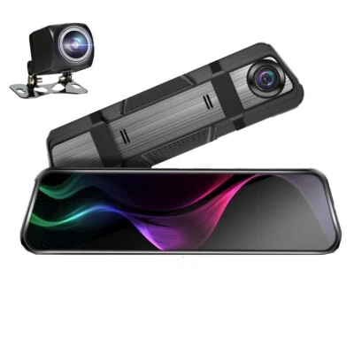 Dual Lens Car DVR Drive Recorder Stream Dash Cam 10in 2K 1440P Rearview Mirror — 第 1/4 张图片