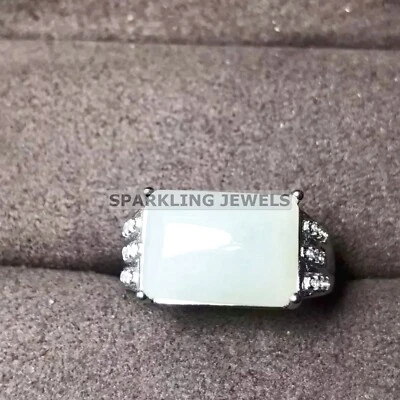 VVS Moonstone Emerald Cut With 925 Sterling Silver Ring For Men #C282 - Image 1 of 4