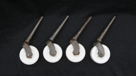 Set of Antique 1.75 in. Porcelain & Steel Caster Wheels Cover