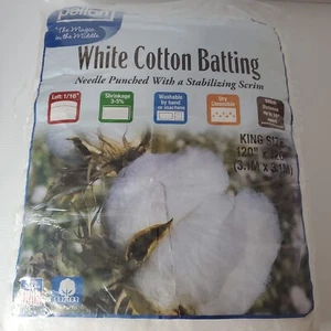 Pellon White Cotton Batting King Size 120" x 120" Precut Needle Punched Quilting - Picture 1 of 13