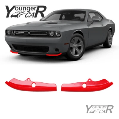 Fits 2015-2023 Dodge Challenger RT Scat Pack Front Bumper Lip Covers Guard Red - Изображение 1 из 4
