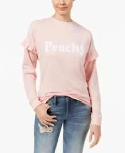Pretty Rebellious Juniors' Peachy Graphic Ruffled Top, Size S, 2ZR-AA,bs - Picture 1 of 1