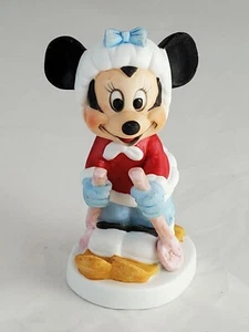 Skiing Minnie Mouse Winter Christmas Porcelain Figurine Walt Disney Production - Picture 1 of 5